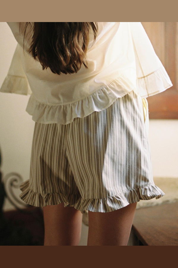 harly jae Clémentine Shorts - Brown & Beige Stripes