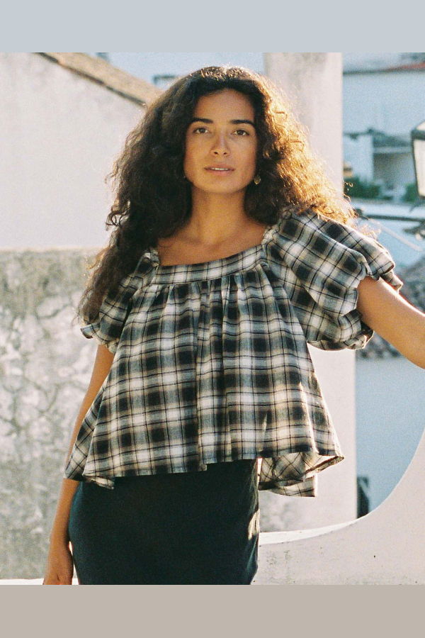 harly jae Nuage Blouse - Tavern Plaid