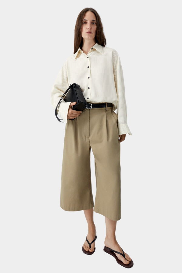 Cordera Oversized Pencil Striped Shirt - Cream