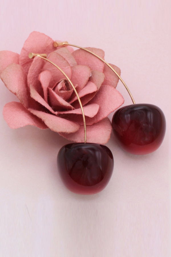 OOAK Deep Red Cherry Earrings