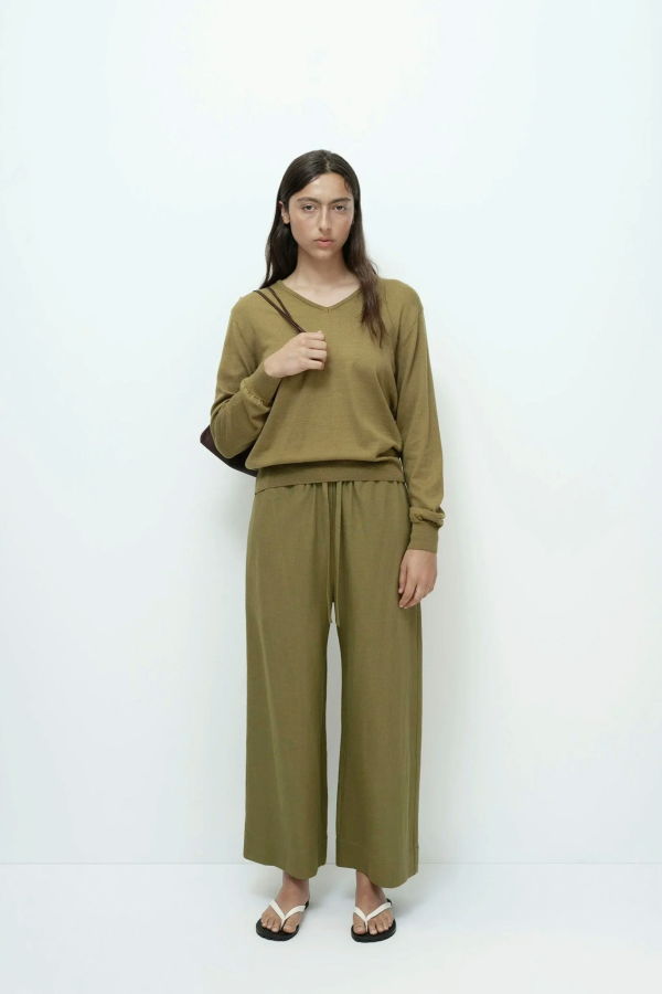 Mijeong Park Linen Blend Cropped Pants - Green