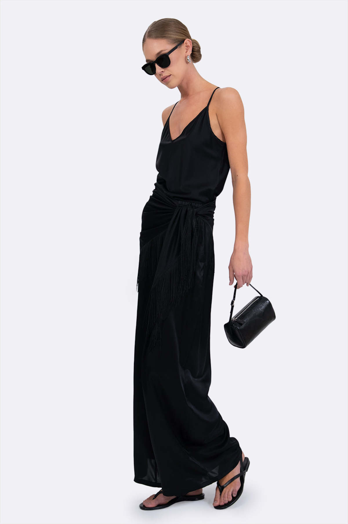 Parentezi Fringe Silk Scarf - Black - Image 4 of 10