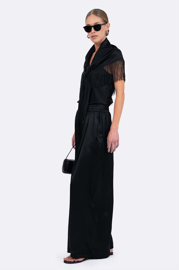 Parentezi Fringe Silk Scarf - Black