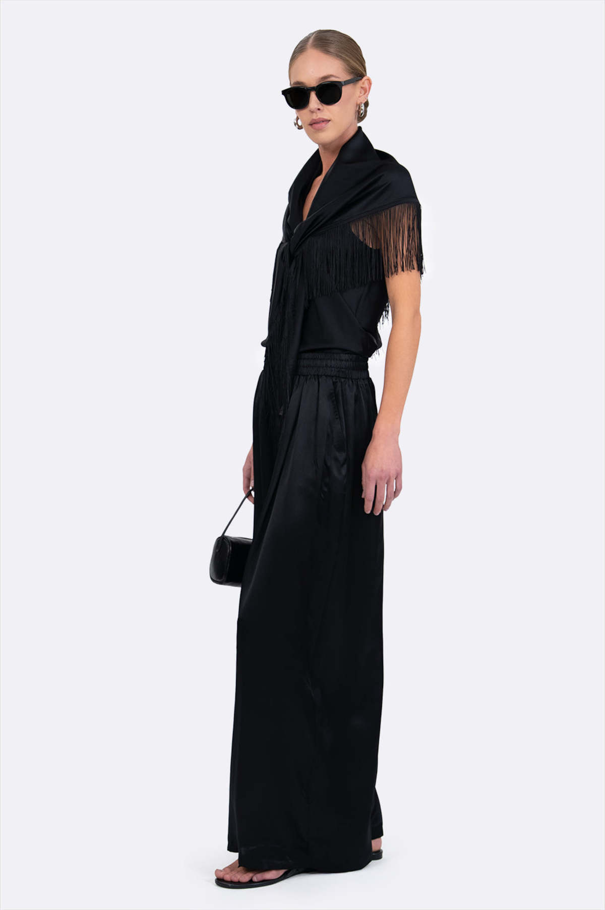 Parentezi Fringe Silk Scarf - Black - Image 5 of 10