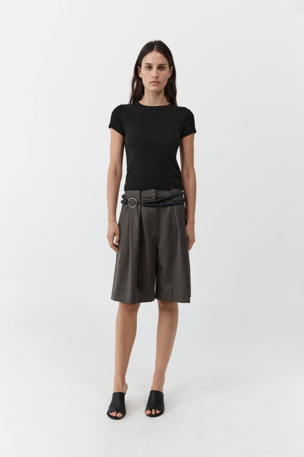 St. Agni Wool Pleat Loop Shorts