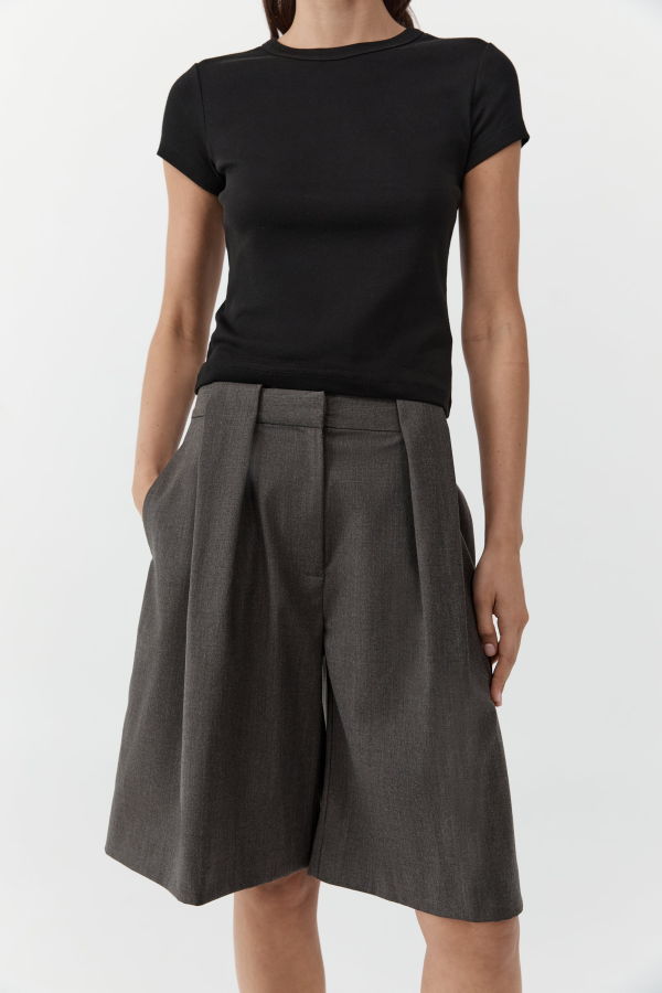 St. Agni Wool Pleat Loop Shorts