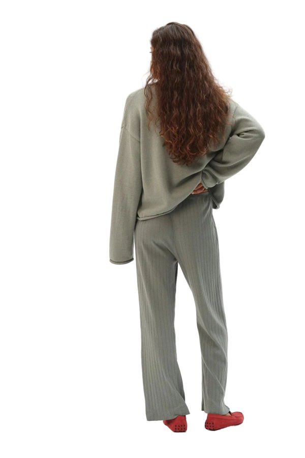 Donni. Pointelle Simple Crop Pant - Sage