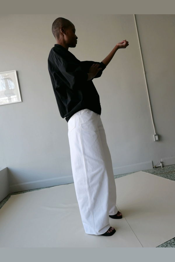 Lemaire Large Broken Twill Pants - Milk