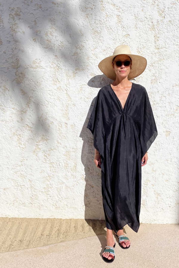 Two Black silk caftan - Black