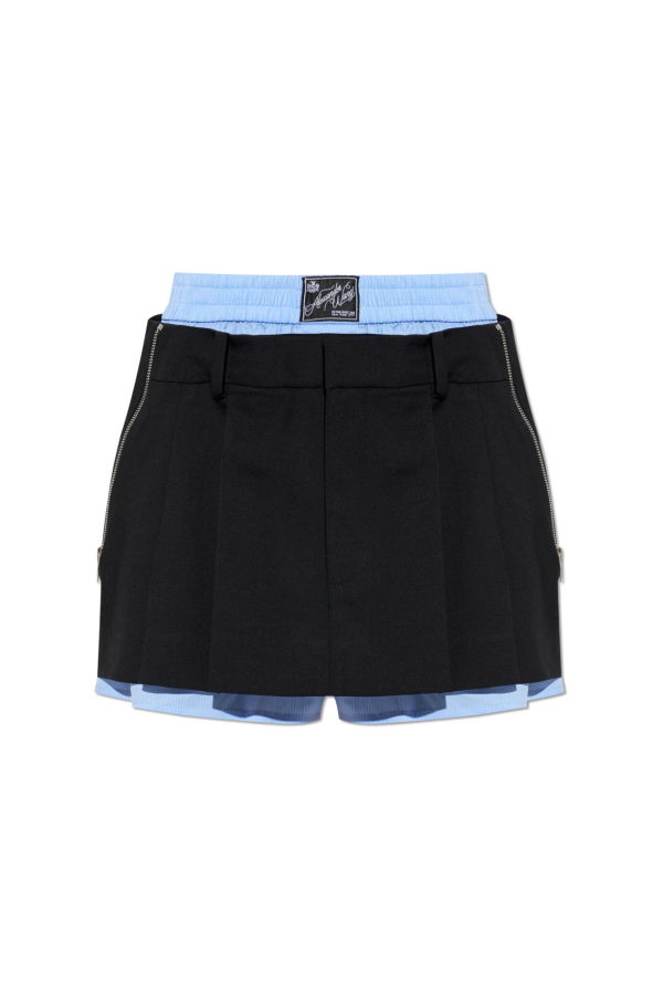 ALEXANDER WANG Pre-Styled Pleated Skort With Zipper Details - Black/Oxford Blue