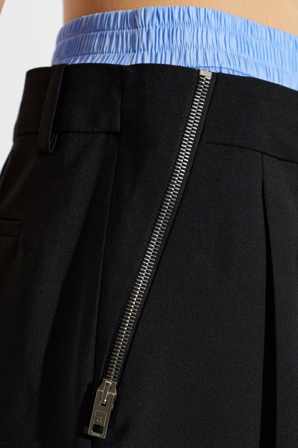 ALEXANDER WANG Pre-Styled Pleated Skort With Zipper Details - Black/Oxford Blue