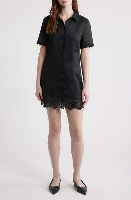 FRAME Denim Bustier Zip Dress - Noir Stripe | Garmentory