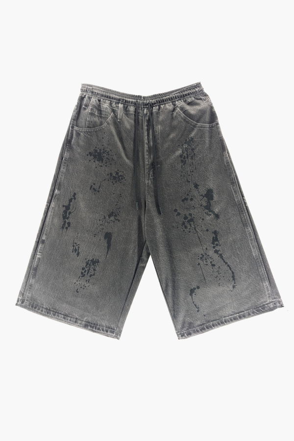 THE CELECT Jumbo Printed Denim Short - Black
