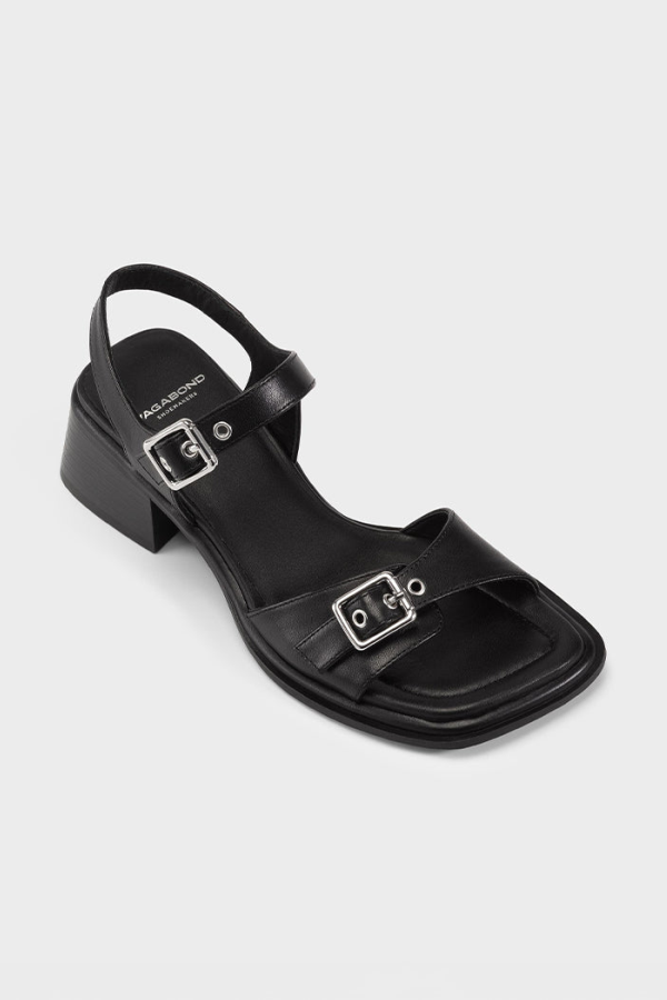 Vagabond Ines Double Buckle Sandal - Black