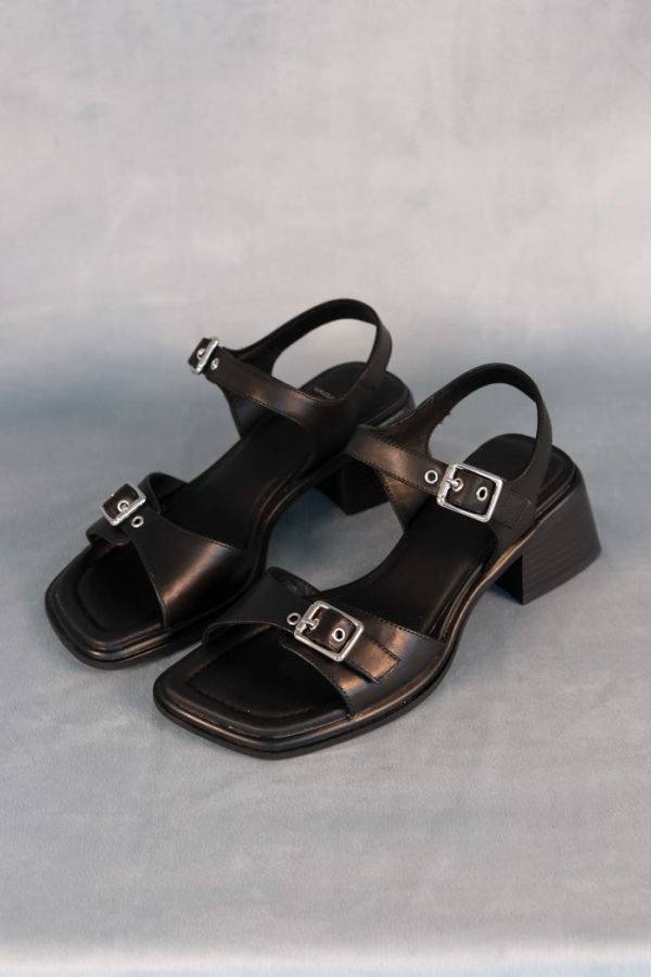 Vagabond Ines Double Buckle Sandal - Black