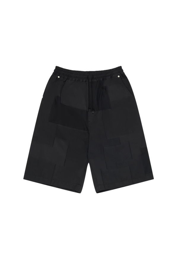 Comme des Garçons Navy White Cotton Polyester Jacquard Shorts