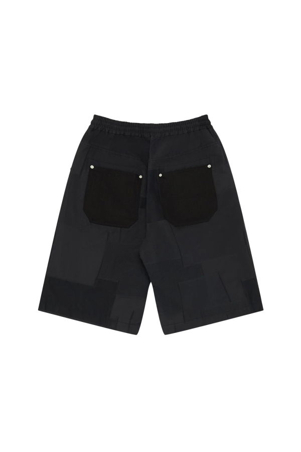 Comme des Garçons Navy White Cotton Polyester Jacquard Shorts