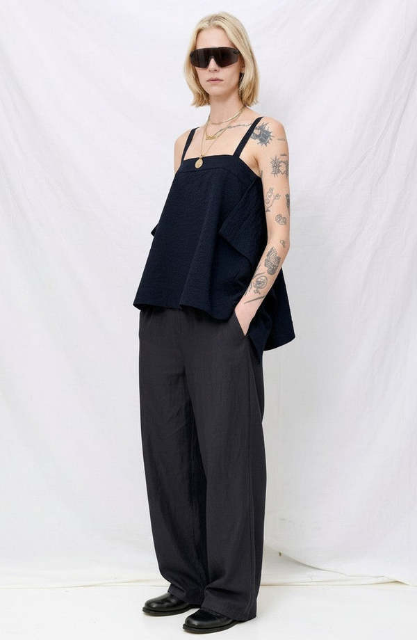 Black Crane Straight Pants