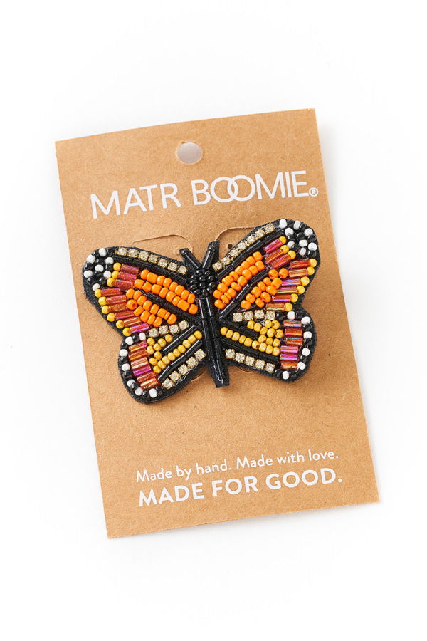 Matr Boomie Bala Mani Beaded Butterfly Brooch Pin