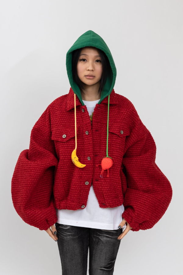 Doublet Puffed Strawberry Trucker Jacket - Red