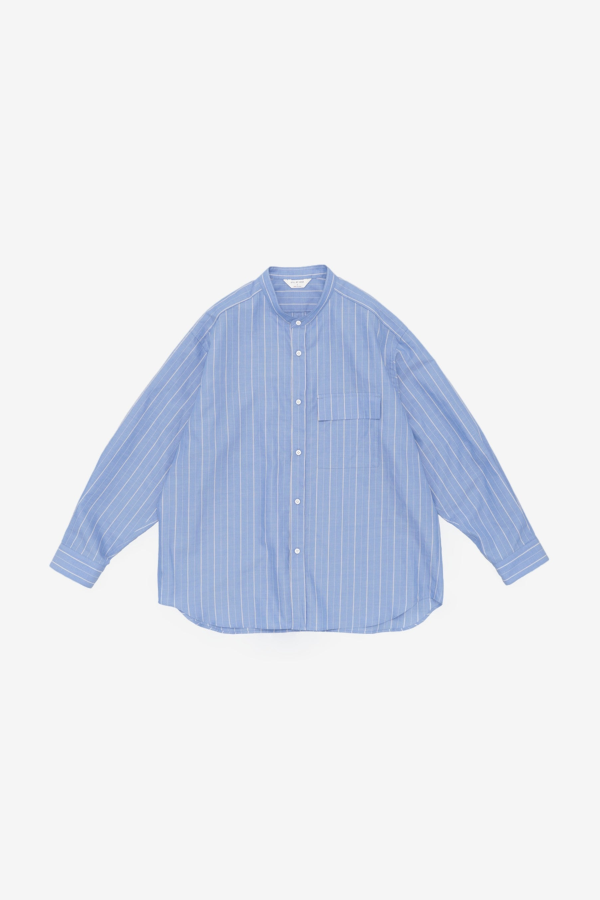 Still By Hand Cotton/Ramie Band Collar Shirt
