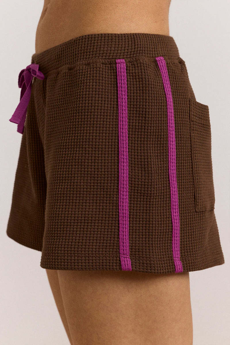 DAMSON MADDER Rylee Waffle Short - Burgundy