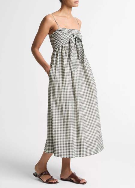 vince high neck pleated dress Brown High Neck Pleated Dress