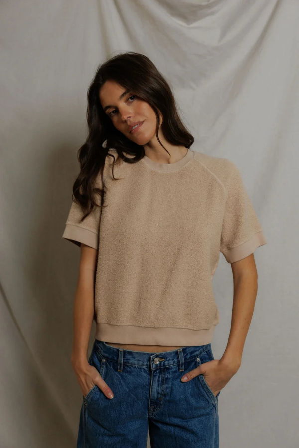 Perfect White Tee Kennedy Short Sleeve Crewneck Sweatshirt - Driftwood