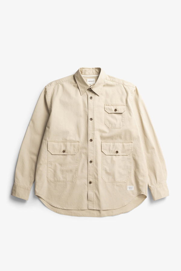 Norse Projects Espevik Faded Pigment Dyed Oversized Utility Shirt - Tan