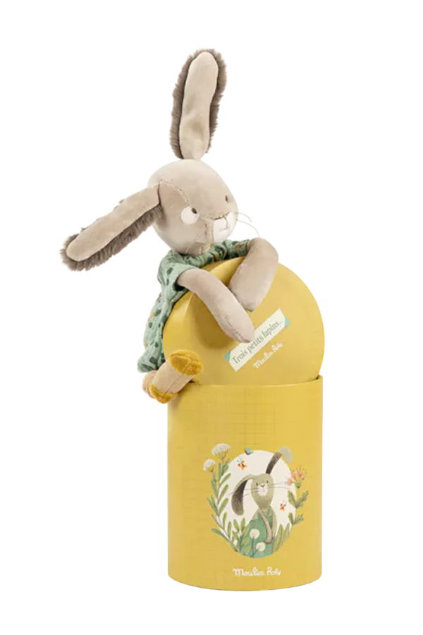 Moulin Roty Trois Petits Lapins Sage Rabbit Soft Toy in Box