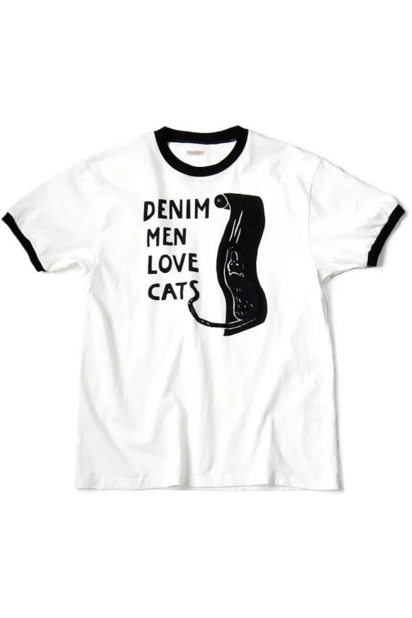 Kapital 20/-Jersey Ringer T (Denim Love Cats Scratch)