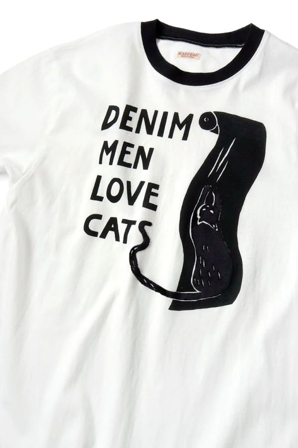 Kapital 20/-Jersey Ringer T (Denim Love Cats Scratch)