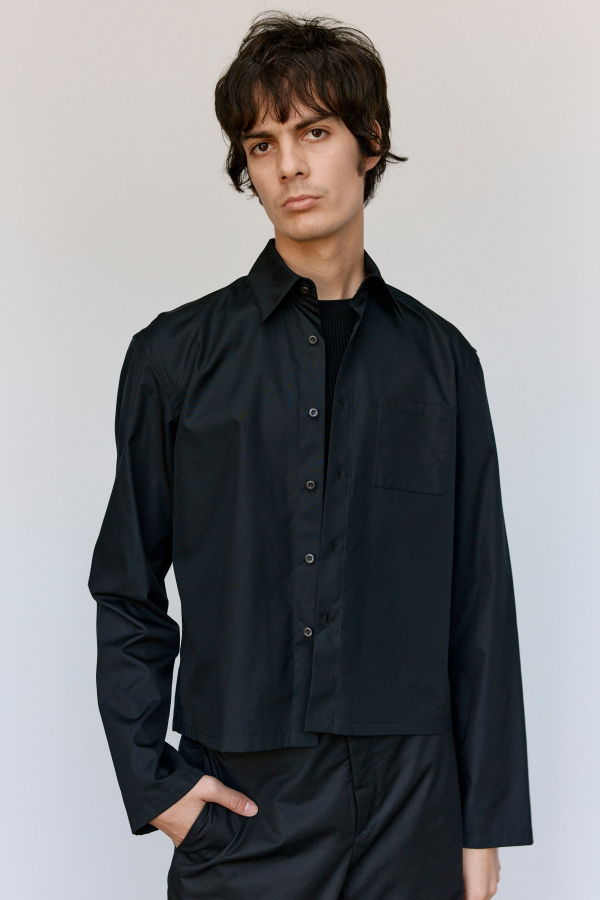 Rier Black Popeline Cotton Mini Shirt