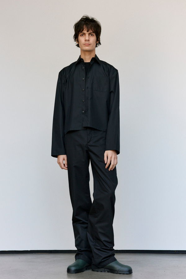 Rier Black Popeline Cotton Mini Shirt