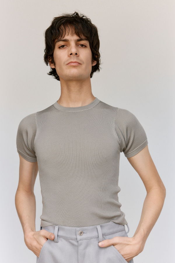 Rier Fog Silk Fine Rib Tee