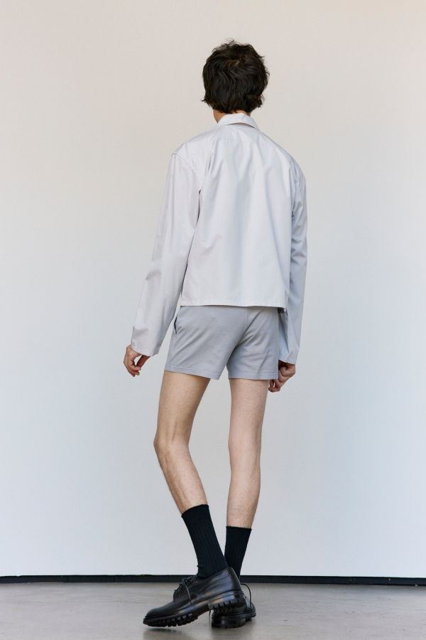 Rier Popeline Cotton Mini Shirt - Light Grey