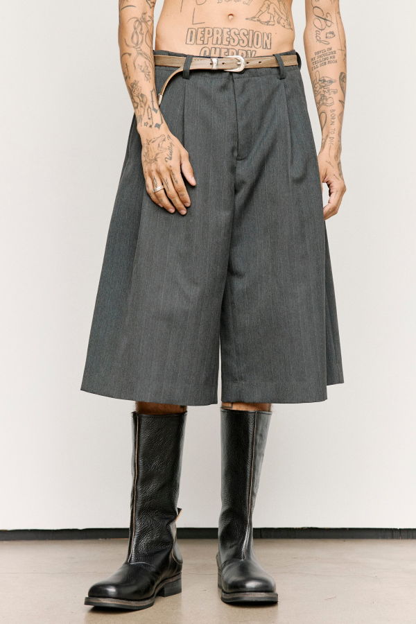Our Legacy Shark Pinstripe Herringbone Split Shorts