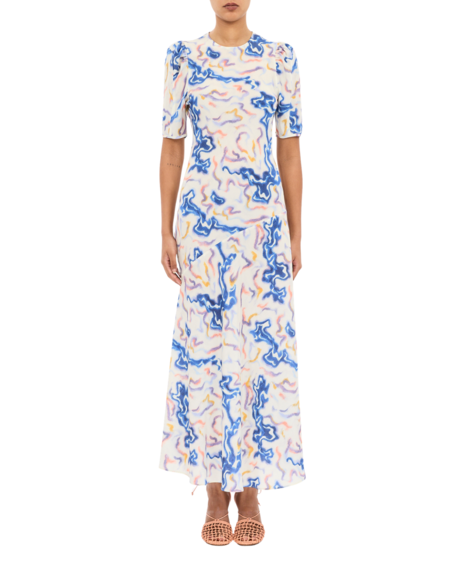 white christmas dresses Amilia Flutter Sleeve Belted Tiered Maxi Dress