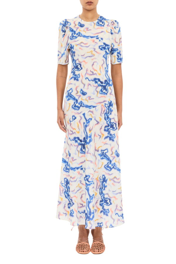 Ulla Johnson Samar Short Sleeve Silk Dress - Prism