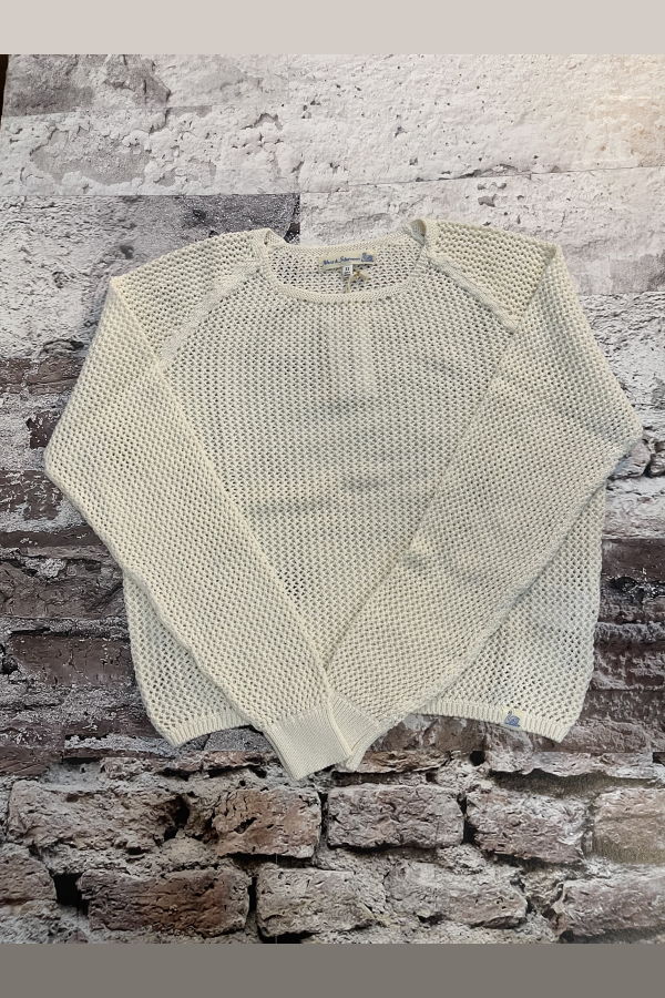 Merz b. Schwanen 1960s Crochet Cotton Raglan Sweater
