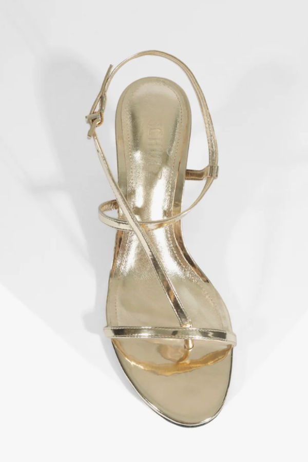 Schutz Azure Mid Metallic Sandal - Platina