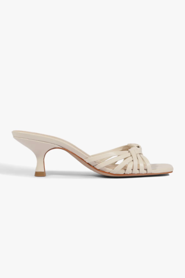 Schutz Tara Mule Mid Leather Sandal - Sugar White