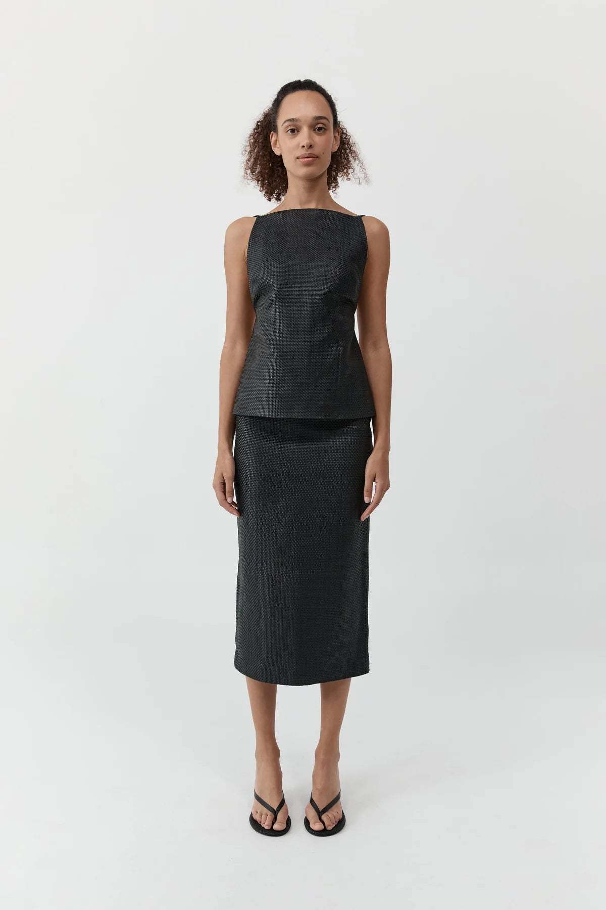 St. Agni Woven Leather Skirt - Black - Image 1 of 3