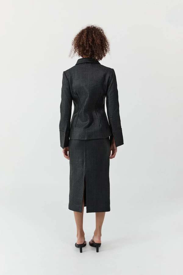 St. Agni Woven Leather Skirt - Black