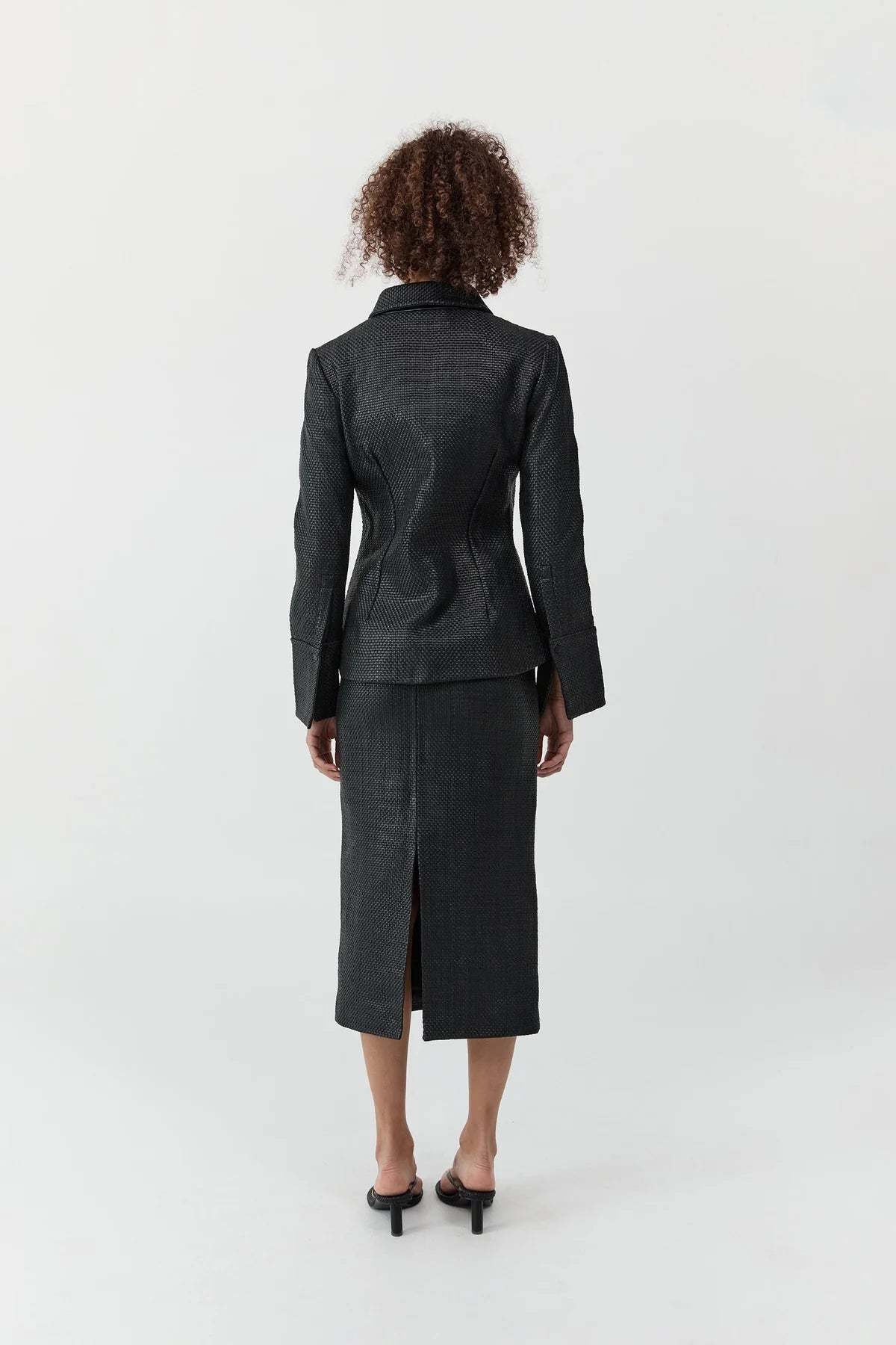 St. Agni Woven Leather Skirt - Black - Image 2 of 3