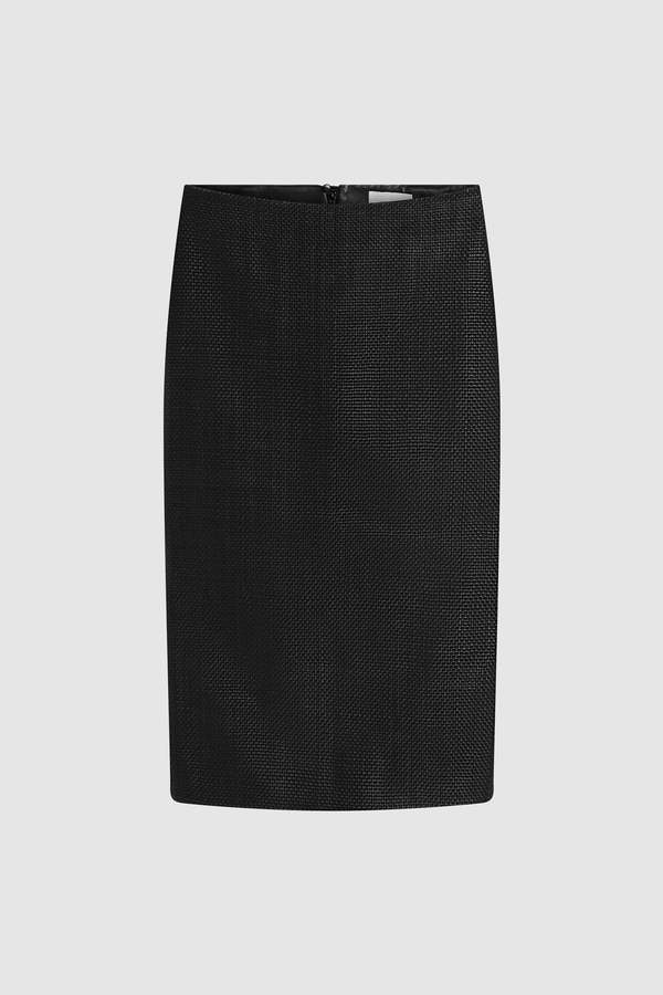St. Agni Woven Leather Skirt - Black