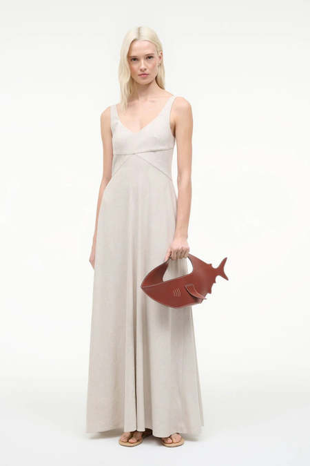 staud romy dress brown Navy Romy Dress