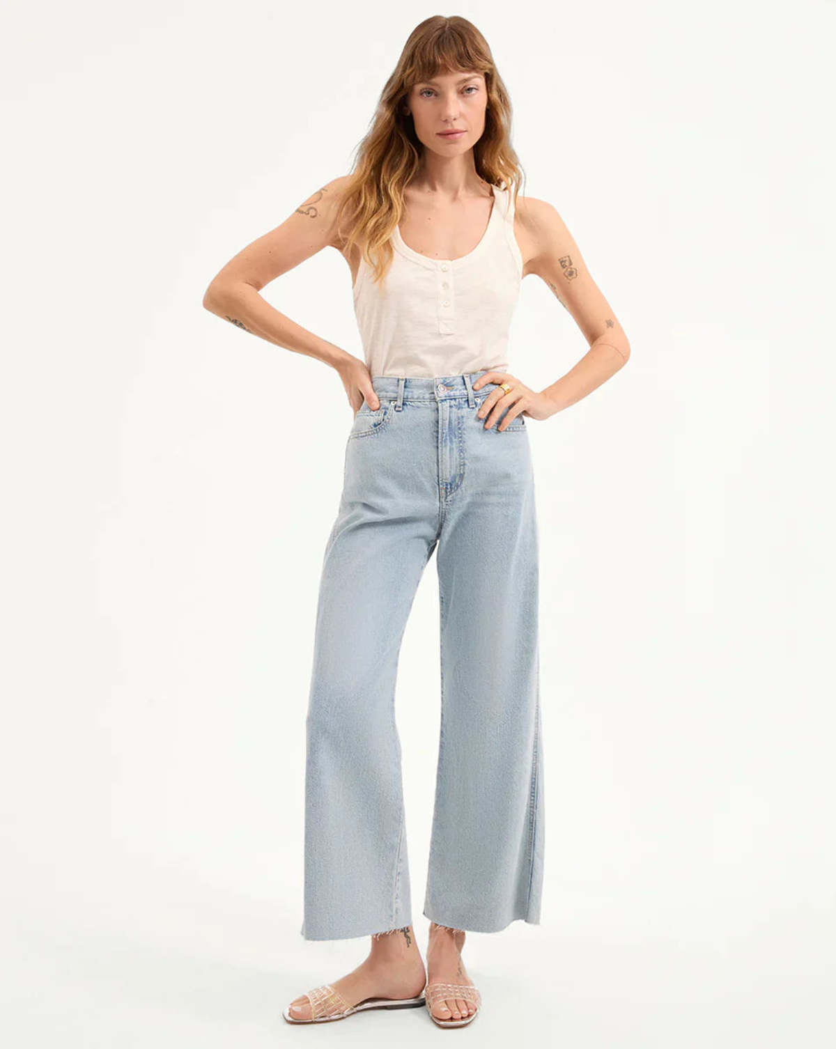 Veronica Beard Taylor Cropped H/R Jean - Pale Stone - Image 1 of 3