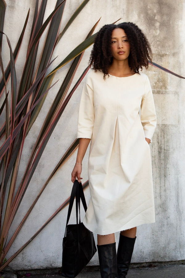 Erica Tanov Rye Cotton Canvas Dress - Natural
