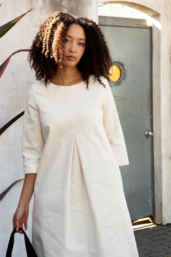 Erica Tanov Rye Cotton Canvas Dress - Natural